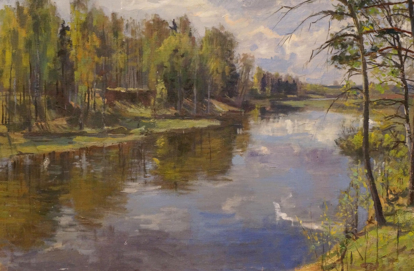 Oilainting of serene forest river by Petrov Boris Stepanovich