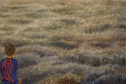 Oil painting of boy in field by Chernikov Nikolay Vladimirovich