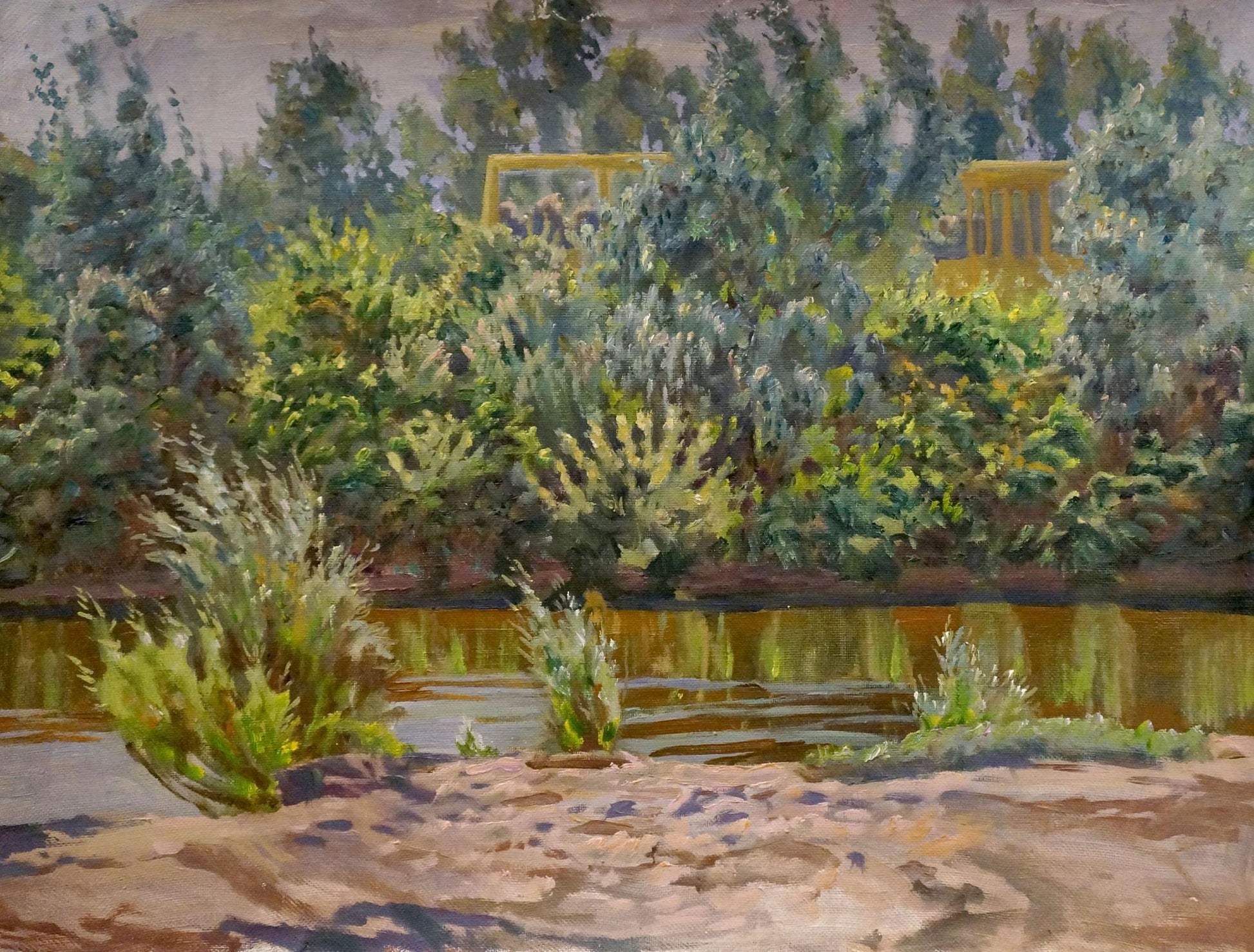Serene riverbank oil painting by Chernikov Nikolay Vladimirovich