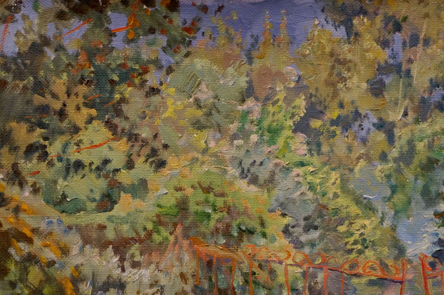 Oil painting Thicket summer park by Nikolay Chernikov, lush impasto foliage