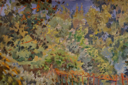 Oil painting Thicket summer park by Nikolay Chernikov, lush impasto foliage