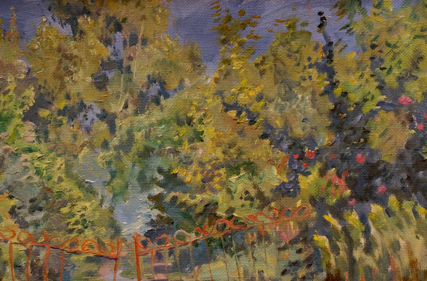 Oil painting Thicket summer park by Nikolay Chernikov, vibrant impressionist foliage