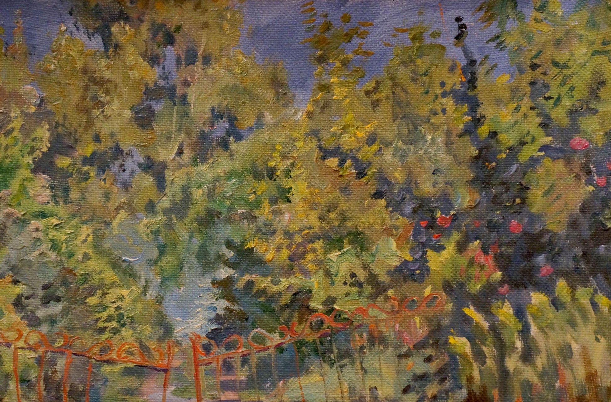 Oil painting Thicket summer park by Nikolay Chernikov, vibrant impressionist foliage
