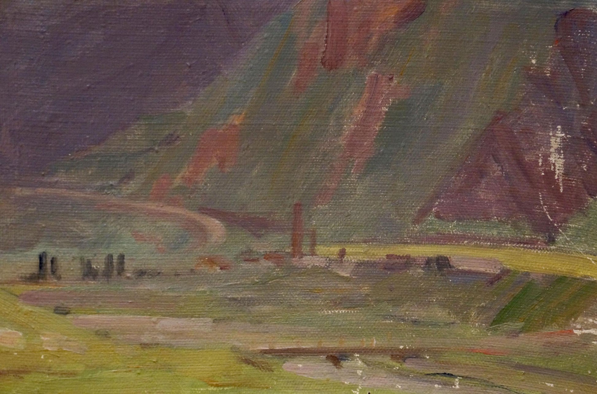 Oil painting To the Rain by Chernikov Nikolay Vladimirovich: purple-green mountains