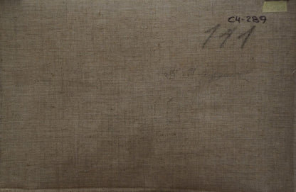 Back of oil painting To the rain by Chernikov Nikolay Vladimirovich with textured fabric and label