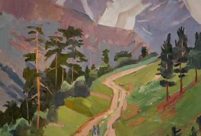 Vibrant impressionist oil painting Road to the Mountains by Chernikov Nikolay Vladimirovich