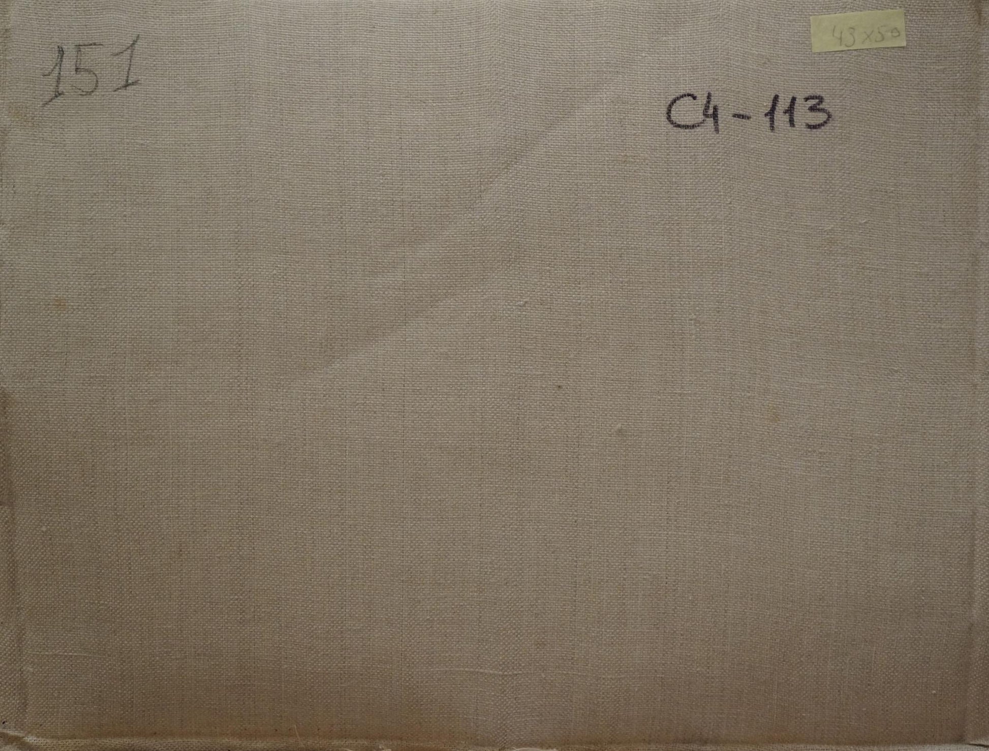 Beige linen book cover of Chernikov Nikolay Vladimirovich Oil painting By the river with handwritten markings and yellow sticky note