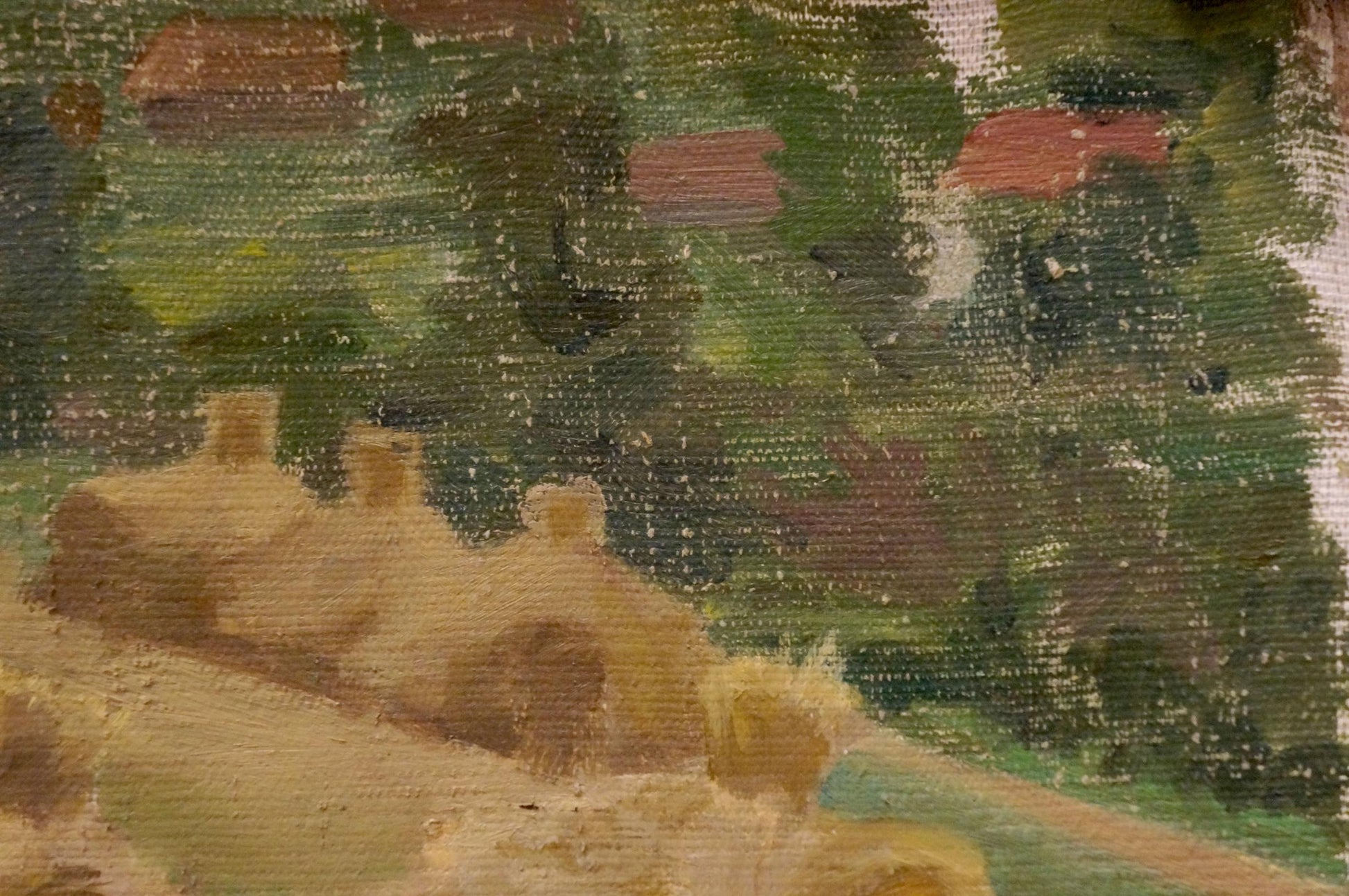 Oil painting Haystacks in the fields by Nikolay Chernikov, rustic textured landscape