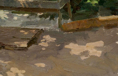 Oil painting of weathered dock by Chernikov Nikolay Vladimirovich