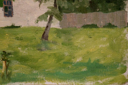Oil painting of a glade near the house Mykola Volodymyrovych Chernikov