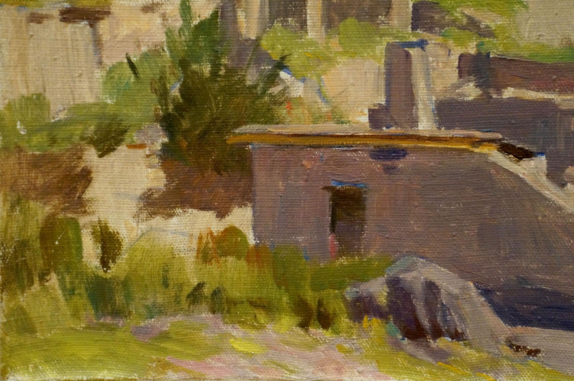 Oil painting of rustic stone building by Chernikov Nikolay Vladimirovich