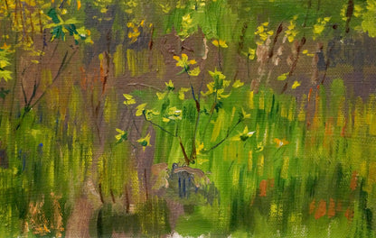 Vibrant green yellow chamomile field oil painting by Chernikov Nikolay Vladimirovich