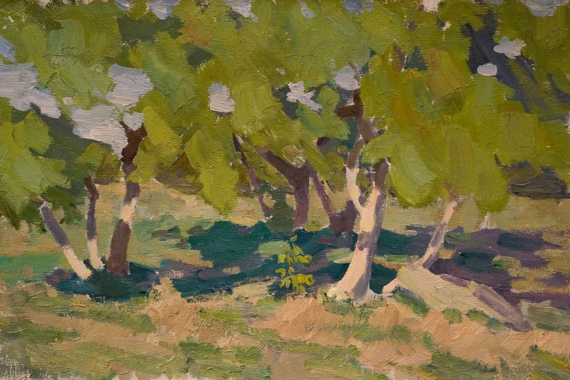 Vibrant impressionist oil painting Relaxing near the trees by Nikolay Chernikov