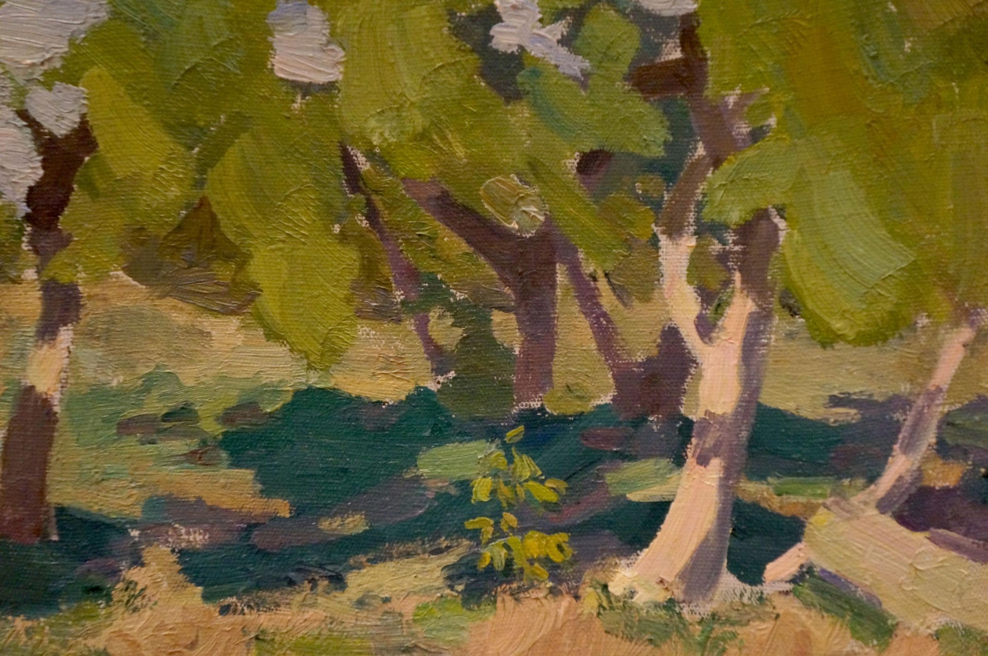 Oil painting Relaxing near the trees by Nikolay Chernikov forest scene
