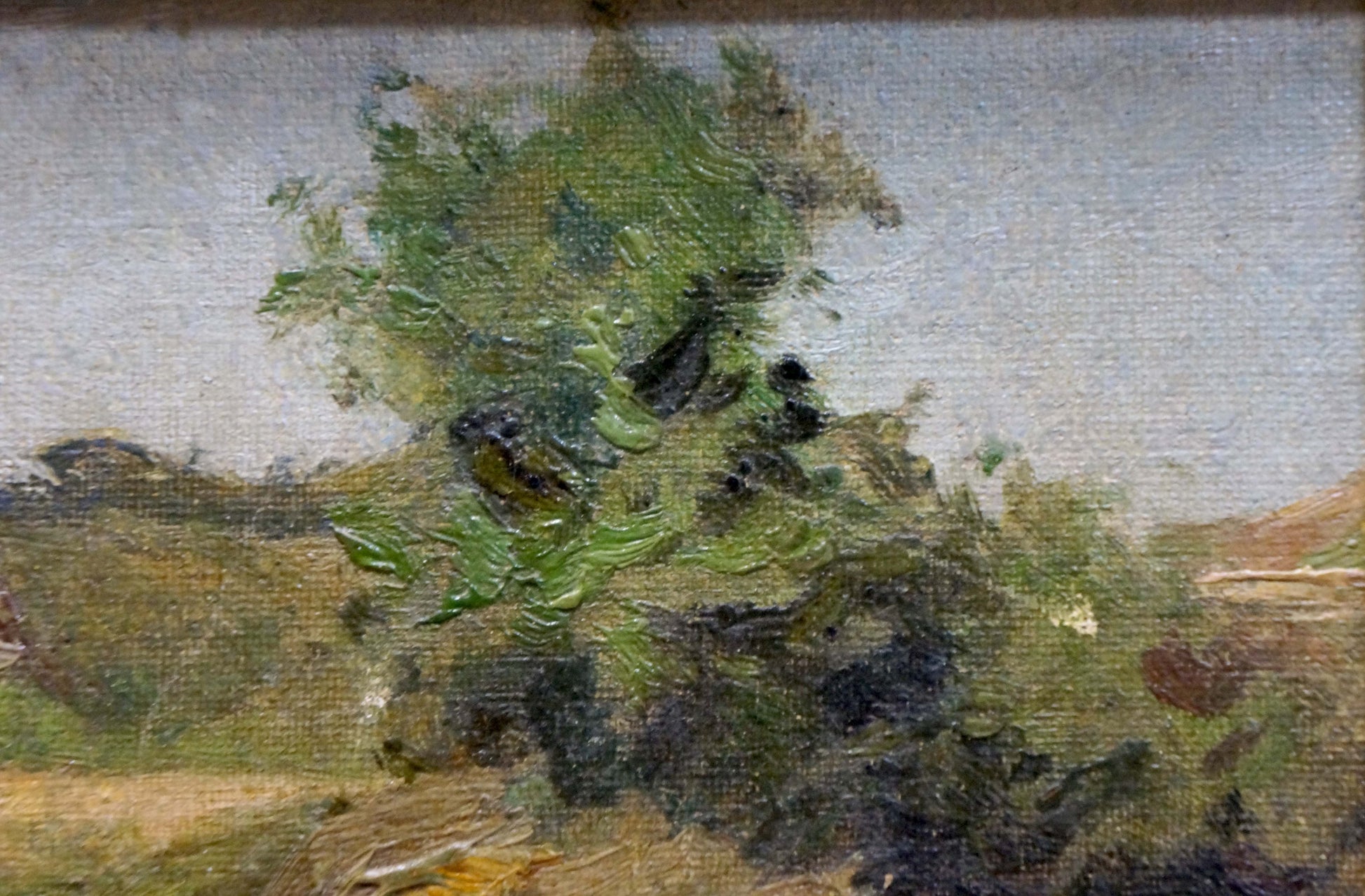 Oil painting Returning from the forest lush green tree textured brushstrokes