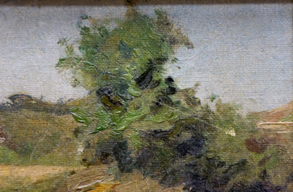 Oil painting Returning from the forest lush green tree textured brushstrokes