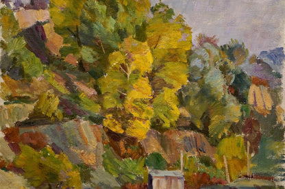 Vibrant impressionist oil painting of tree by lake by Chernikov Nikolay Vladimirovich