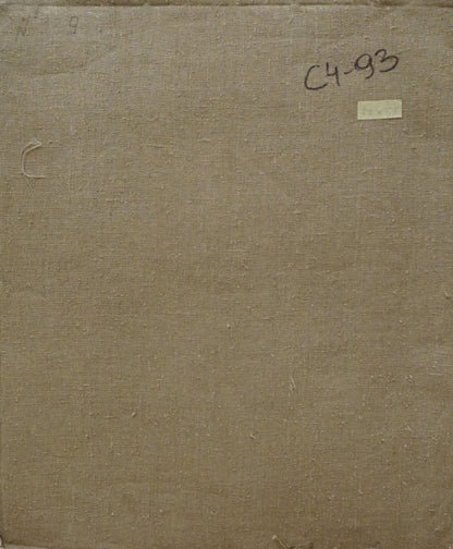 Back of Chernikov Nikolay Vladimirovich Oil painting On the lake with beige linen canvas, c4-93 label, white sticker