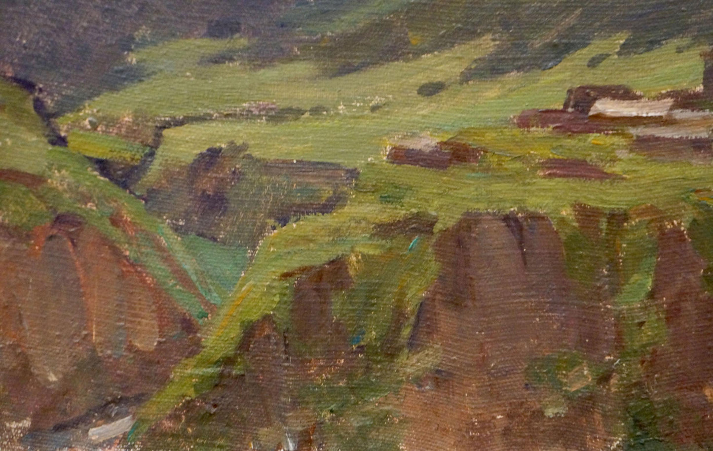 Oil painting of rugged green brown mountain landscape by Chernikov Nikolay Vladimirovich