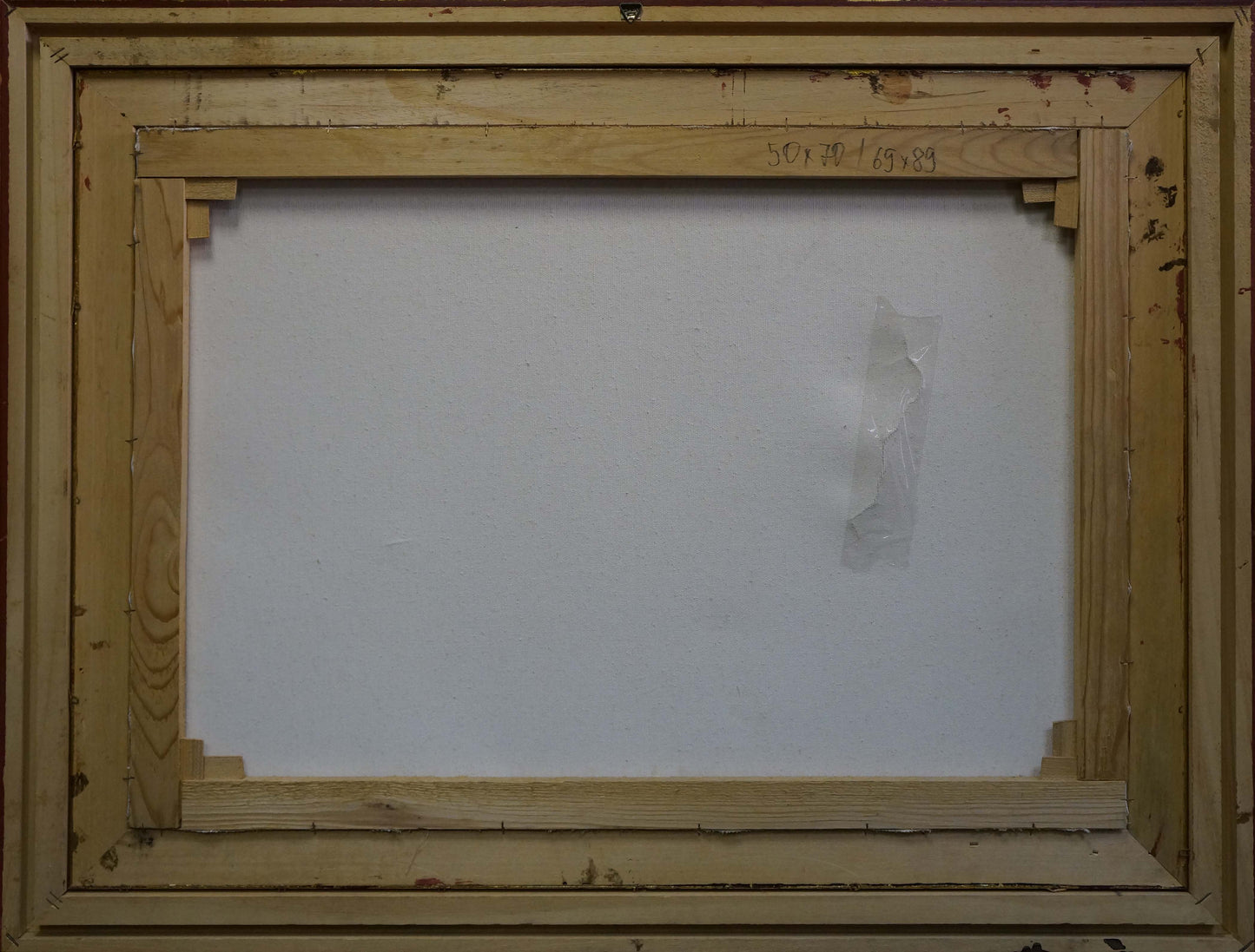 Back of weathered wooden frame for Oil painting Naval battles