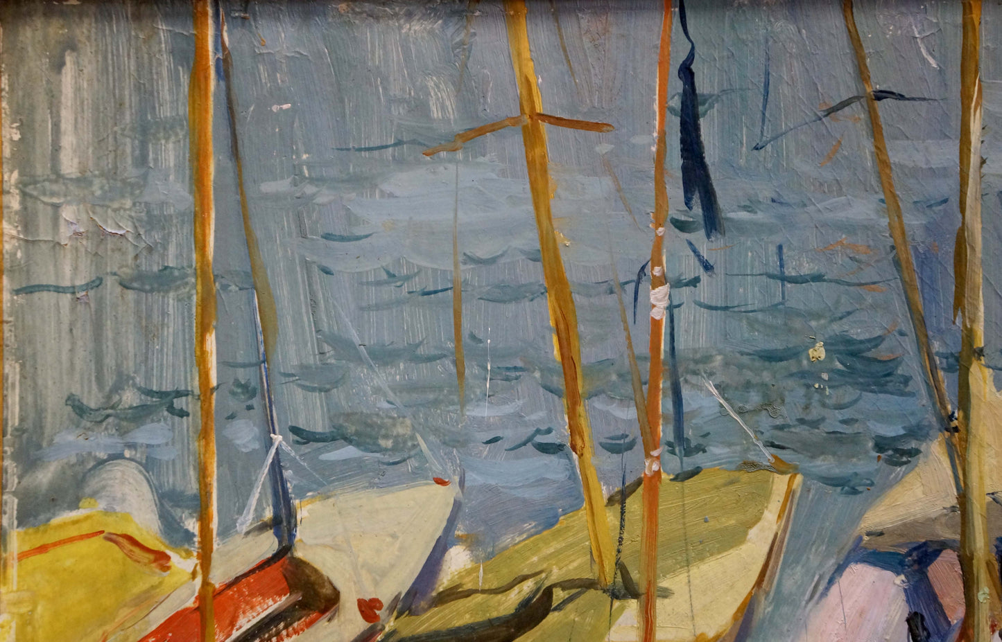 Vibrant impressionist oil painting Boat in Port by Afanasyev Vladimir Nikolaevich