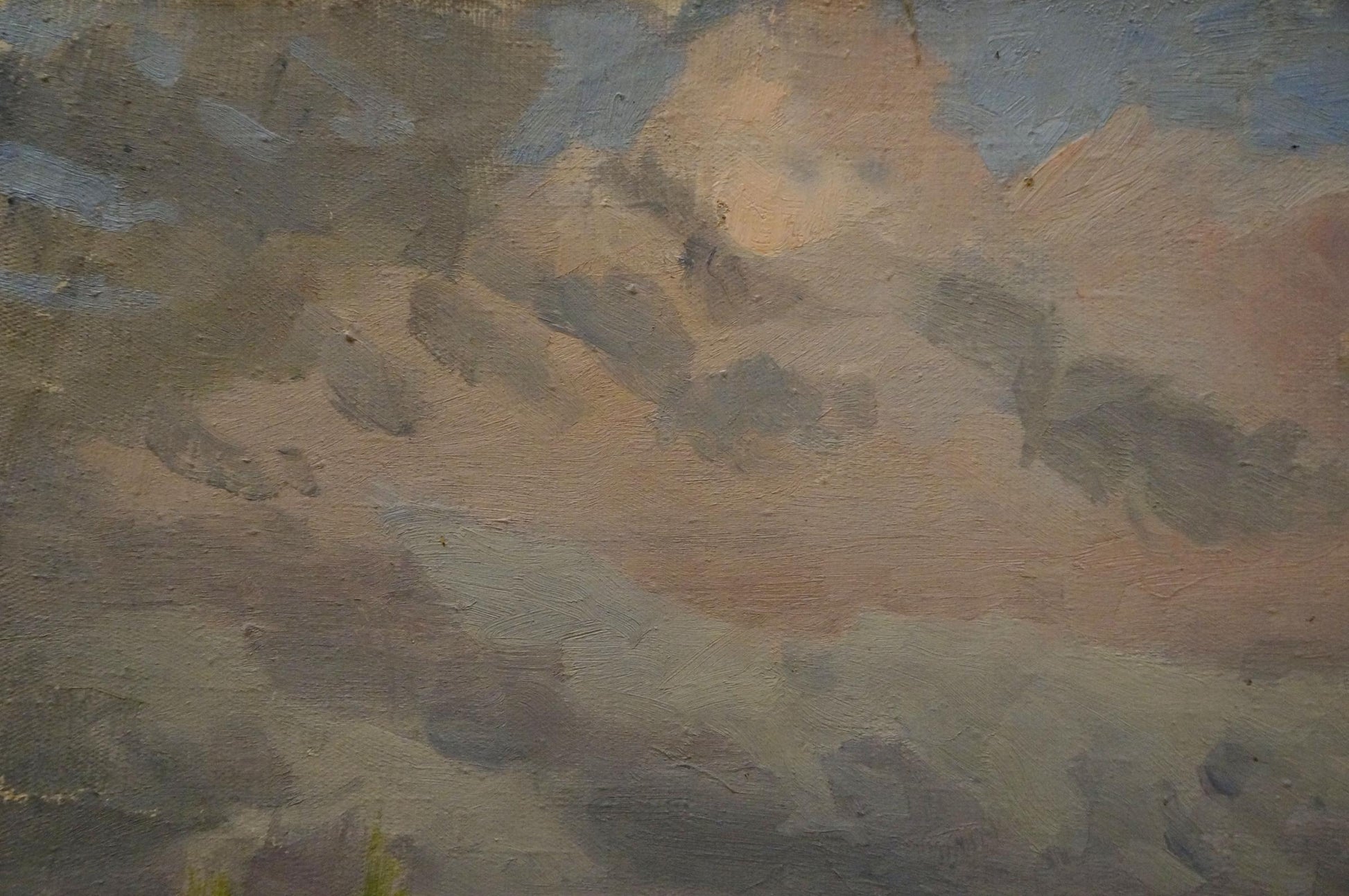 Textured oil painting After the Rain by Chernikov Nikolay Vladimirovich, cloudy peach-gray-blue sky