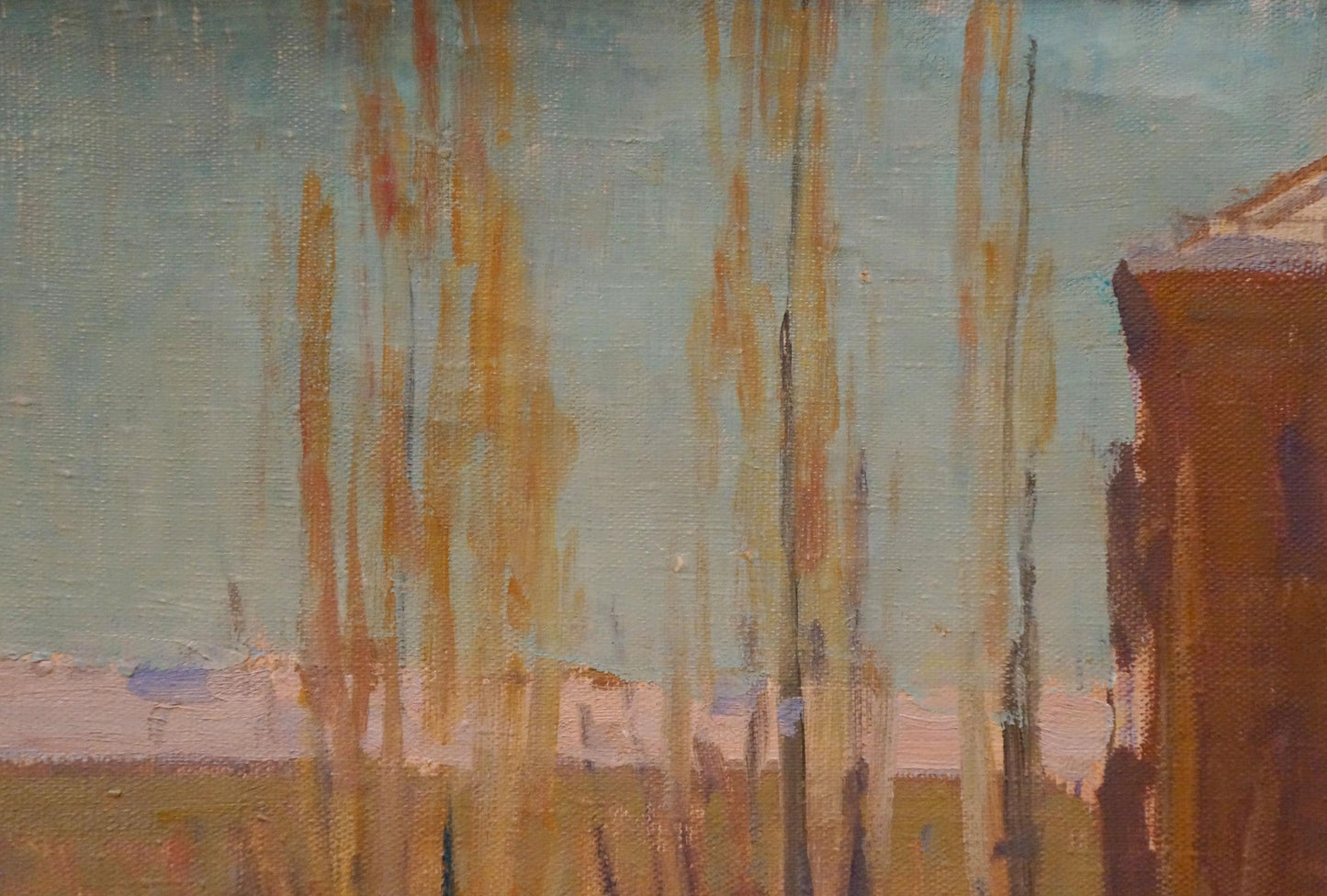 Oil painting of winter landscape with tall trees by Chernikov Nikolay Vladimirovich