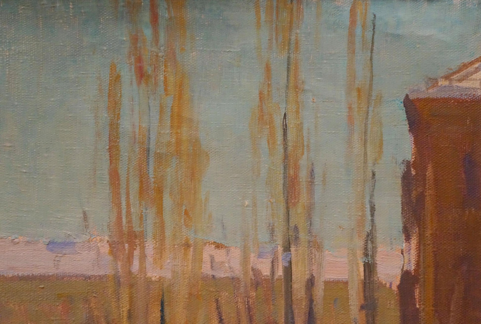 Oil painting of winter landscape with tall trees by Chernikov Nikolay Vladimirovich