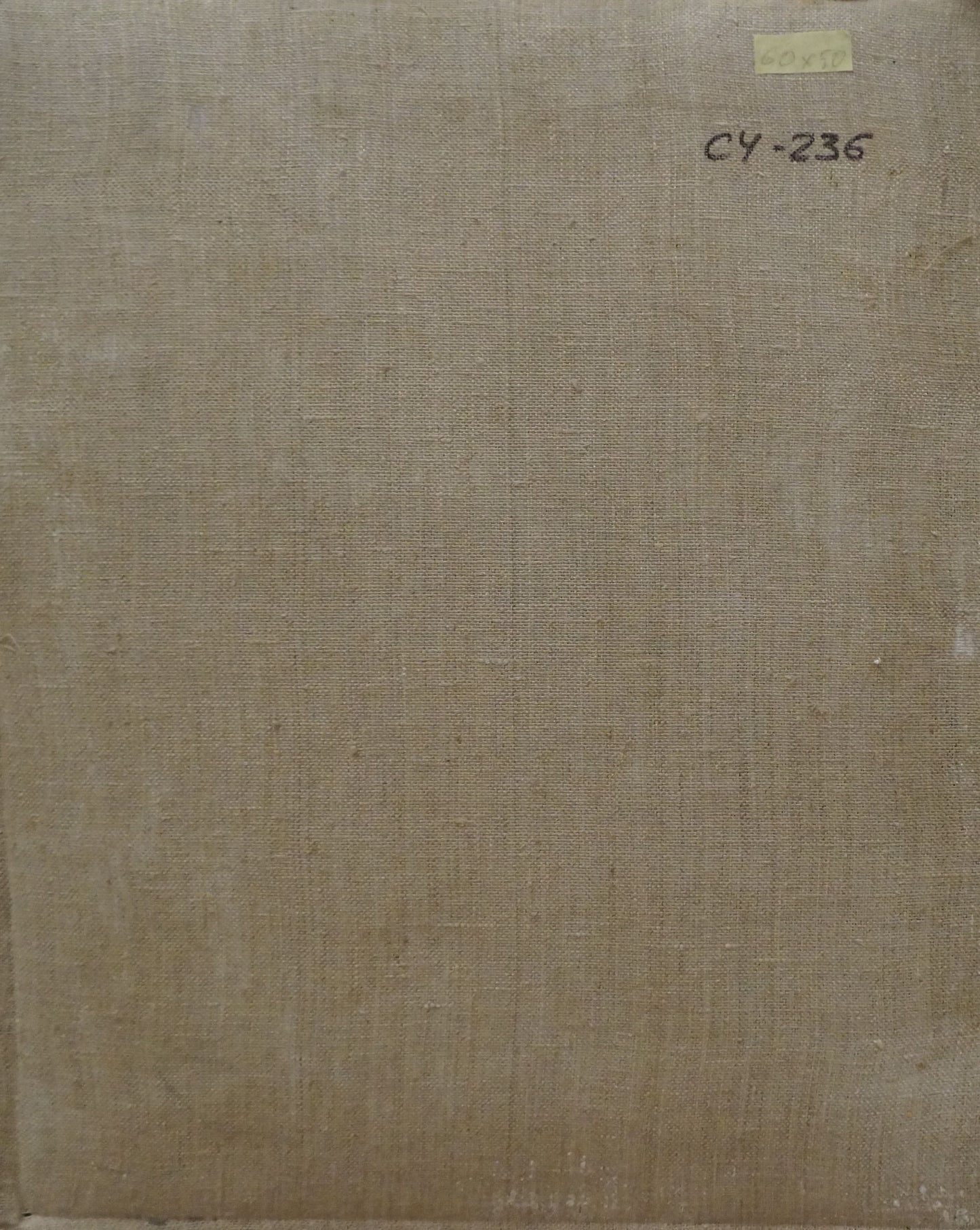 Back of beige linen book cover for Chernikov Nikolay Vladimirovich oil painting with cy-236 stamp