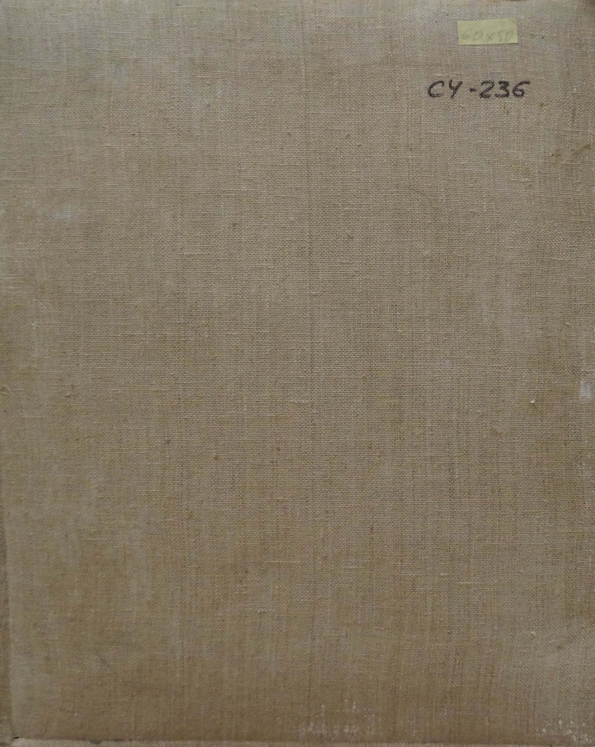Back of beige linen book cover for Chernikov Nikolay Vladimirovich oil painting with cy-236 stamp