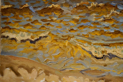 Oil painting Sea evening landscape by Nikolay Chernikov with dynamic sky