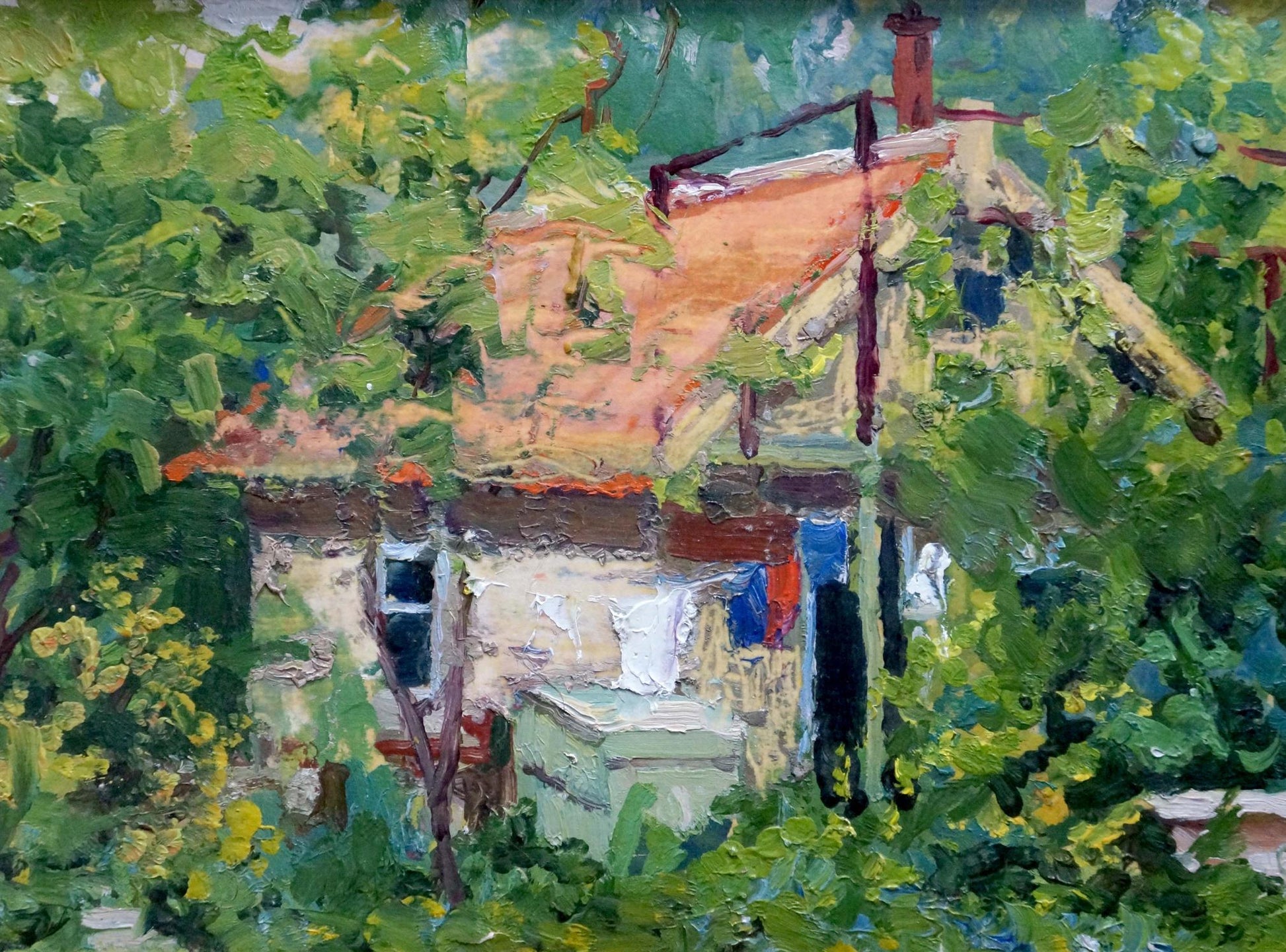 Impressionistic oil painting of rustic Zaporozhye cottage by Korostelev Vladimir Alexandrovich