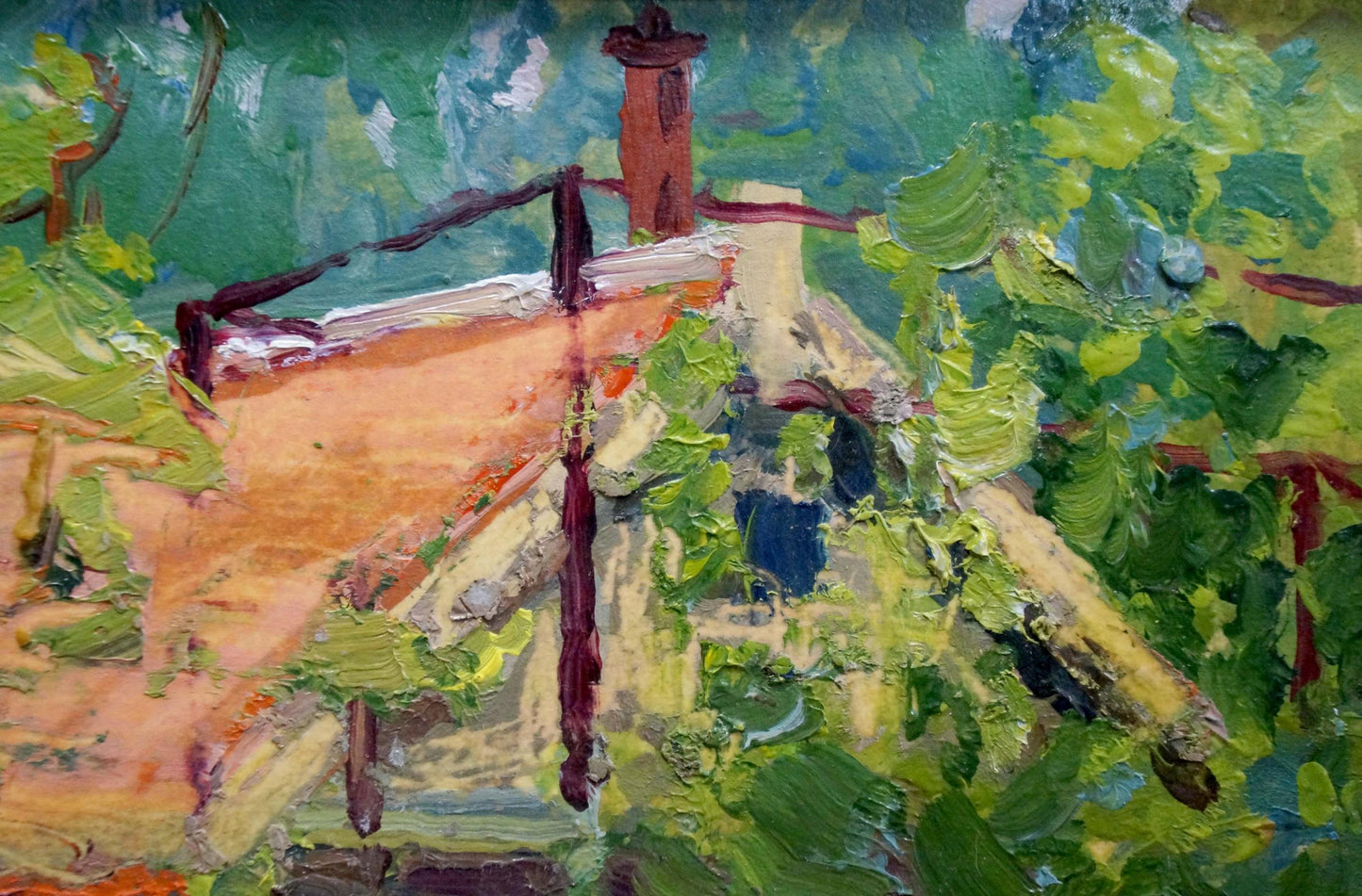 Oil painting of rustic stone cottage by Korostelev Vladimir Alexandrovich