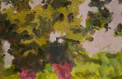 Oil painting Outdoors by Chernikov Nikolay Vladimirovich: abstract green, gray, pink strokes