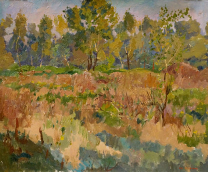 Oil painting by Chernikov Nikolay Vladimirovich: impressionistic forest landscape with grasses and trees