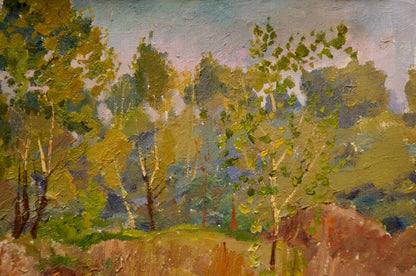 Textured oil painting of birch forest by Chernikov Nikolay Vladimirovich