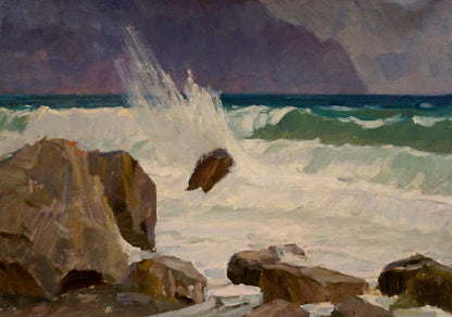 Oil painting seascape with raging waves by Nikolay Chernikov