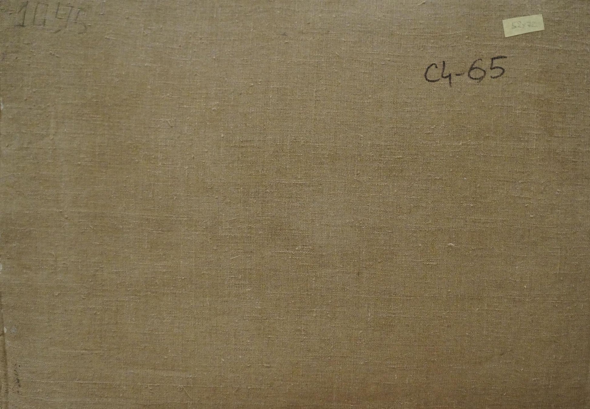 Back of Nikolay Chernikov seascape oil painting with beige canvas texture