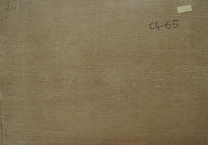 Back of Nikolay Chernikov seascape oil painting with beige canvas texture