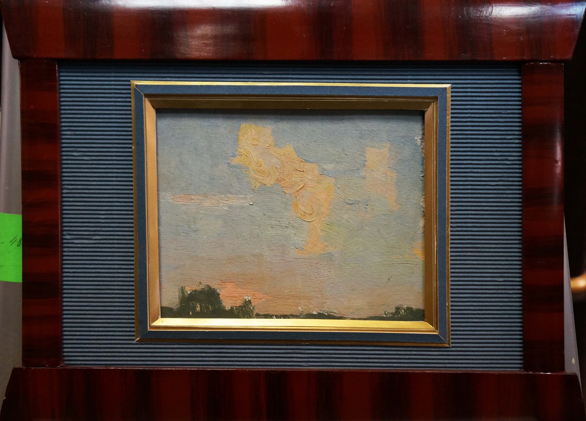 Oil painting Evening landscape Karp Trohimenko with clouds and silhouetted trees