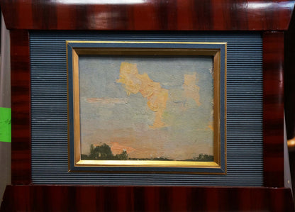 Oil painting Evening landscape Karp Trohimenko with clouds and silhouetted trees