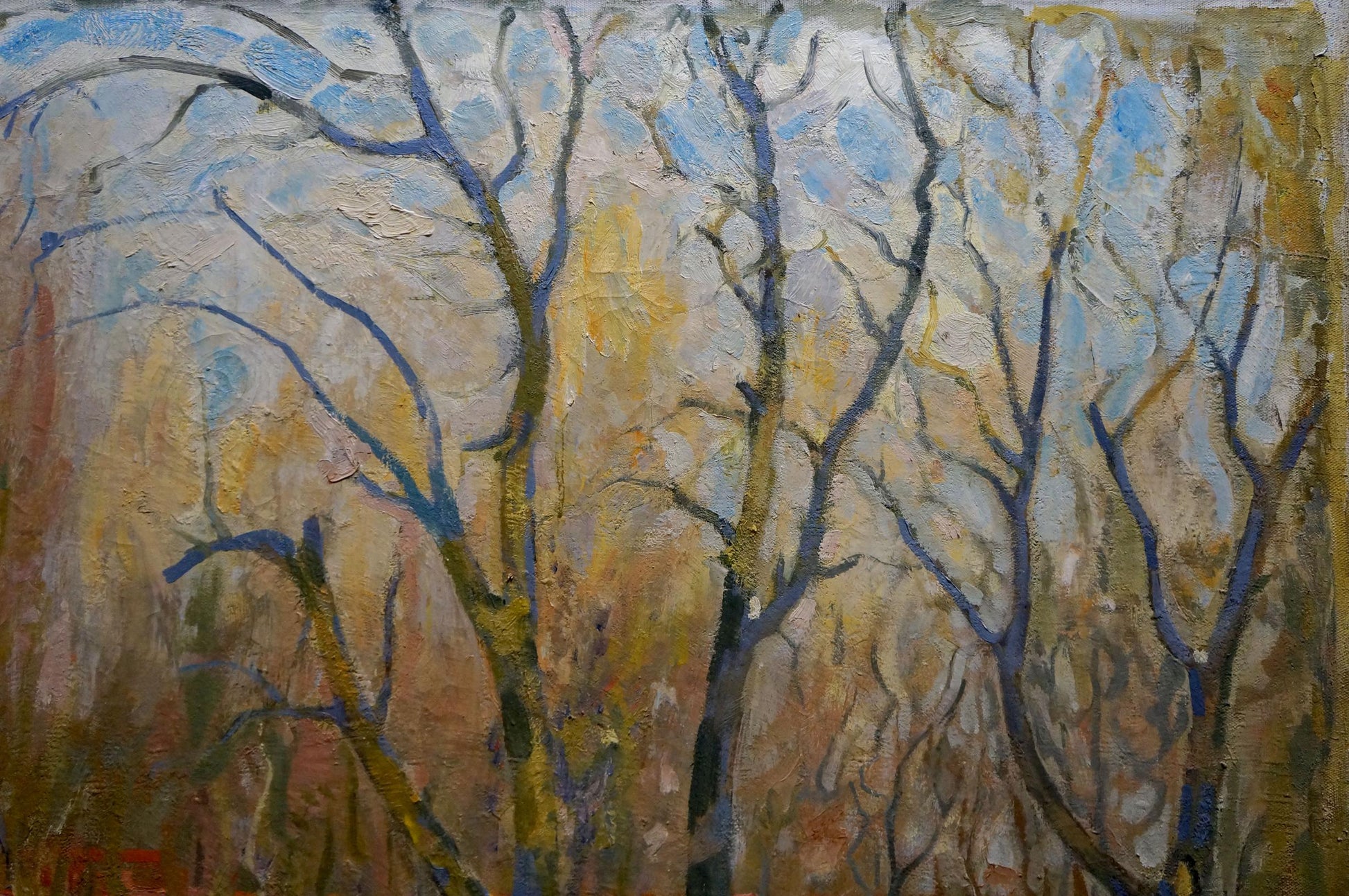 Impressionistic oil painting of bare trees in spring by Babentsov Victor Vladimirovich
