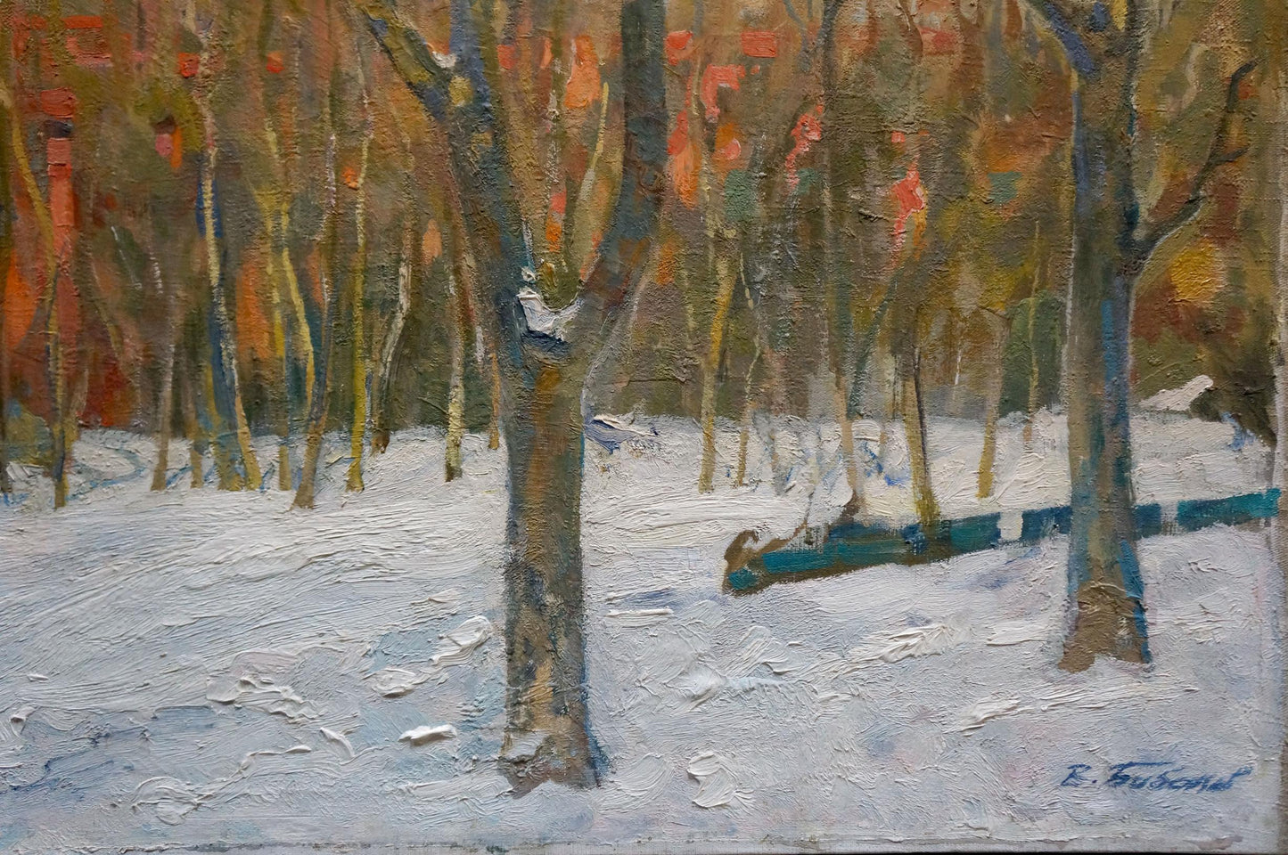 Oil painting of snowy forest by Babentsov Victor Vladimirovich