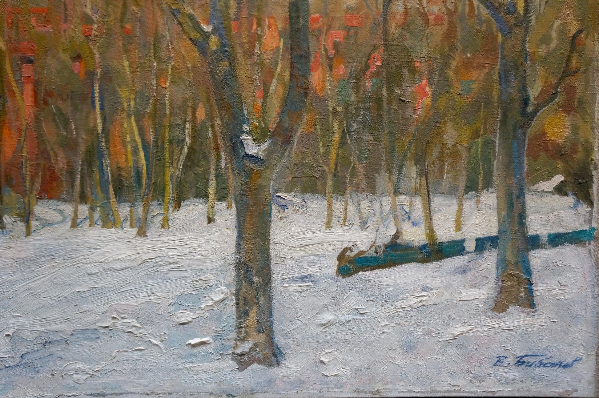 Oil painting of snowy forest by Babentsov Victor Vladimirovich