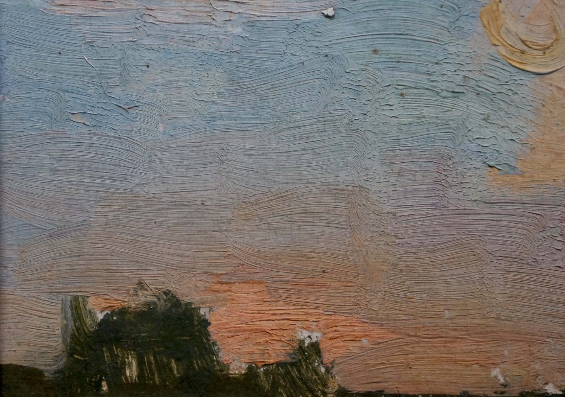 Oil painting Evening landscape by Karp Trohimenko textured sky