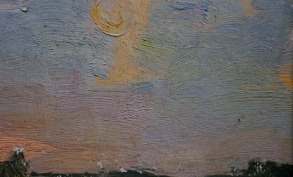 Oil painting Evening landscape by Karp Trohimenko in muted blues and grays