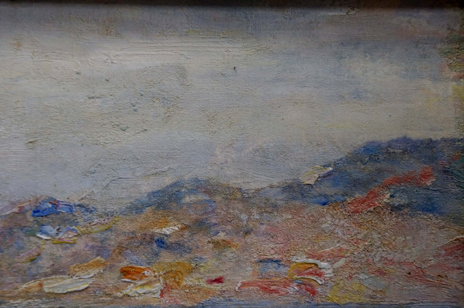 Textured oil painting Sea Paul Christiaan Bos landscape in muted blues and grays