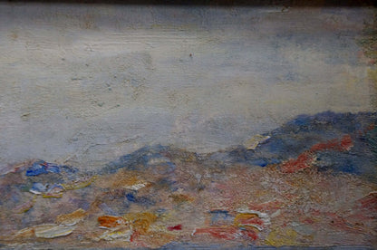 Textured oil painting Sea Paul Christiaan Bos landscape in muted blues and grays