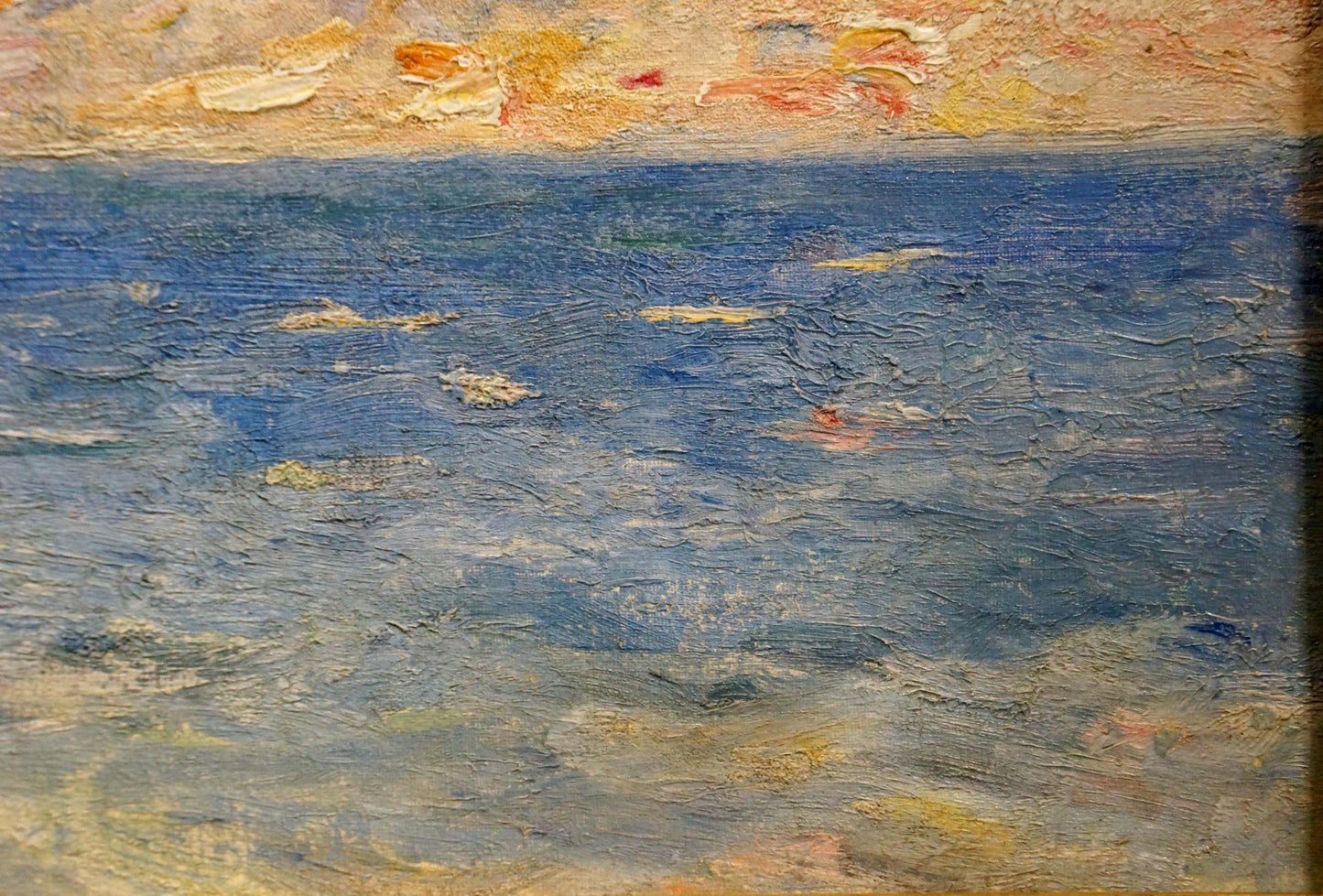 Oil painting Sea by Paul Christiaan Bos: turbulent sea in impasto blues