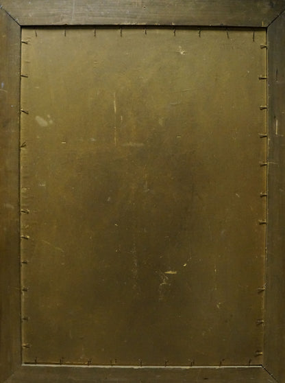 Weathered olive-green matte metal panel back of Volkov Painting Female Figures